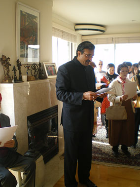 Mr,Prakash reading the adress of the president of India