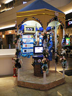 The booth of TBS TV programs of Friday  with preserved blue roses 